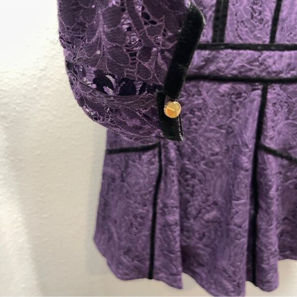 Juicy Couture Purple Lace Dress Black Velvet Trim Mini Black Label‎ - Picture 4 of 13